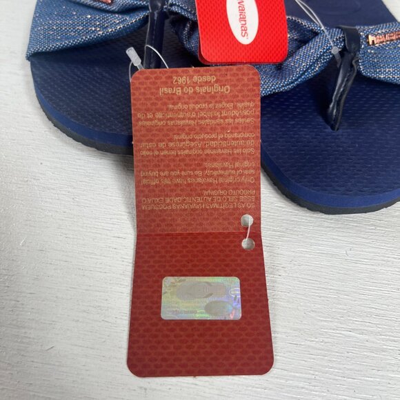 Havaianas St. Tropez Thong Sandals Womens Size 11/12W Blue New Bow - Picture 12 of 12
